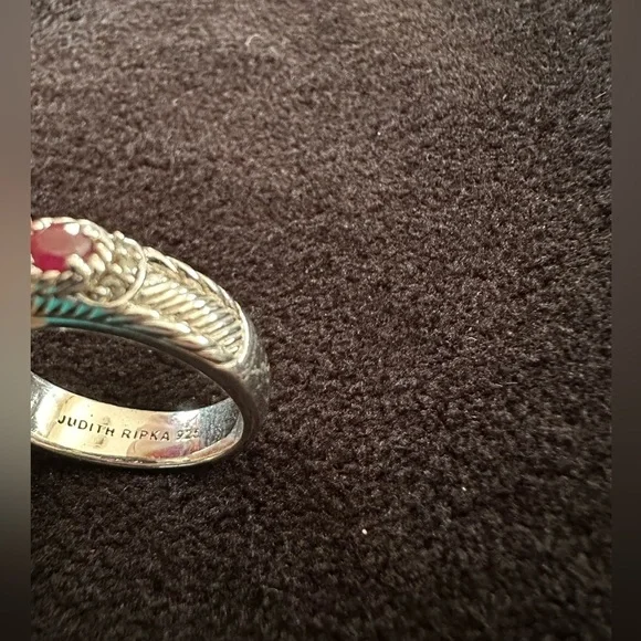 Judith Ripka Sterling Silver Ruby and Clear Cubic zirconia stones - Picture 2 of 5